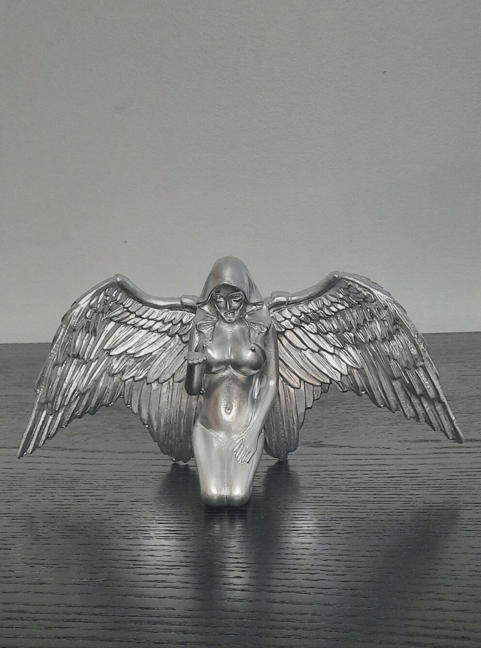 Silver Winged Angel Sculptural Figurine - Home Art